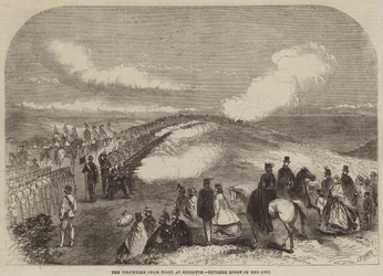 Das Freiwilligen-Scheingefecht in Brighton, äußerstes rechtes Ende der Linie